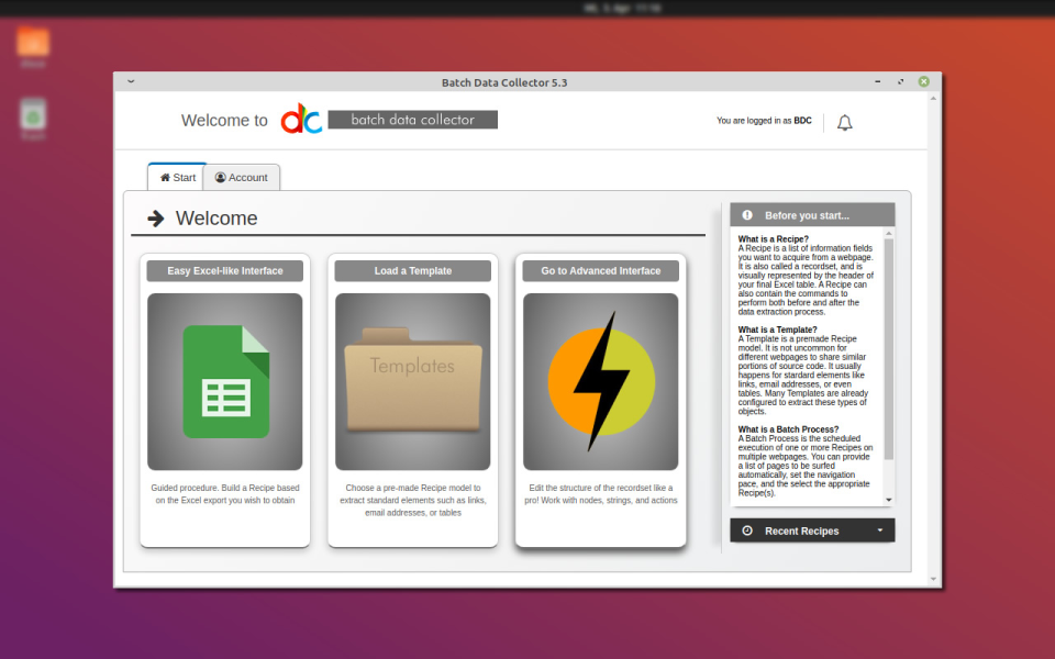 screenshot of Batch Data Collector
